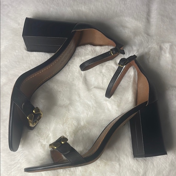 Coach Black and Brown Leather Heels Size 10 - Picture 4 of 11